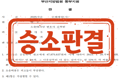[승소판결] 사기죄(불법행위)에 의한 손해배상(기) 소송 _ 원고 소송대리